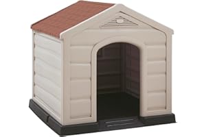 Garden Store Direct Dog Kennel House Shelter Weather & Water Resistant, Easy Assembly, with Two Sizes (Terracotta Roof, Large)
