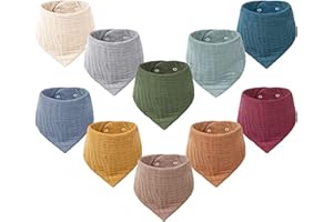 VOMARHUG Muslin Baby Lätzchen,10 Stück Sabberlätzchen Baby,Muslin Dreieckstuch Baby,Super Saugfähige Bio-Baumwoll Halstuch Baby,Lätzchen für Säugling Kleinkinder