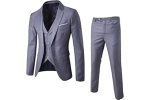 Aidodmom Abiti Uomo Eleganti Completi 3 Pezzi Regular Fit Abiti Formale Suit Sartoriale Vestito Un Bottone Blazer Giacche Casual Pantaloni Abiti da Lavoro con Tasche Chic Comode