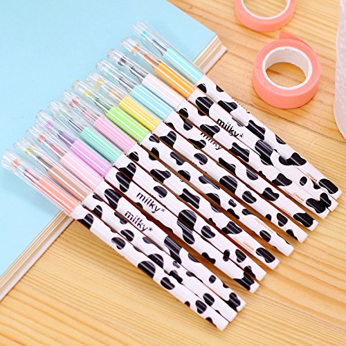 Bunte niedliche Diamant-Gel-Feder-Süßigkeit-Farben-milchige Kuh-Kugelschreiber-Satz-Schreiben Kawaii Briefpapier-Schule-Büro-Versorgungsmaterialien (12 Colors) - 3