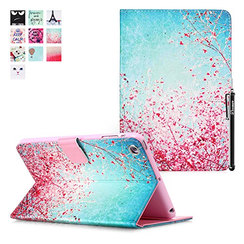 iPad Mini 3 Hülle, Deenor PU Leder Abdeckung Stand Flip Schutzhülle Hülle für Apple iPad Mini 1/2/3 Generation. (Peach blossom)