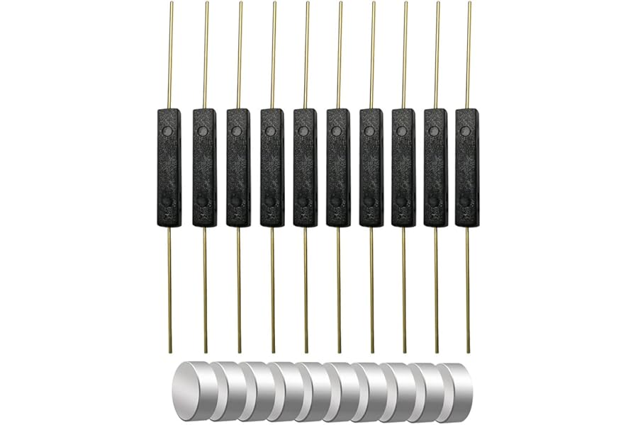 Gebildet 10pcs Plastic Reed Switch Reed Contact,Magnet Near - Connect Circuit, Magnet Away - Break Circuit, Magnetic Induction Switch (3mm*14mm) With 10pcs Small Multi-Use Round Mapgnets