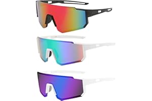DmDoyy Lunette de cyclisme 3 PCS, Lunette Velo Route Homme Femme-UV400 Protection, Lunette Soleil Pour le Cyclisme, la Moto, la Course, le Ski, le Baseball, la Pêche, Beachvolleyball