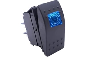 HISports Boat Rocker Switch Waterproof Toggle Switch 12V 20A SPST ON/Off Lighted Rocker Switch 4Pin Toggle Buttons Switch for Car RV Marine Boat Motorhome Vehicles Truck Yacht Blue LED Light Lamp