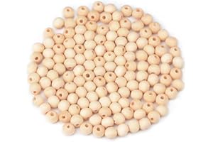 EVYIENEN 150 Stück x 16mm Natur Holzkugeln mit Loch，Groß Holzkugeln mit loch 4mm zum Basteln Auffädeln Armbänder Halsketten DIY Handwerk