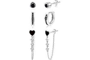 ALEXCRAFT Multipack 925 Sterling Silver Earrings Set, 14K Goldplated Small Studs Hoop Earrings, Hypoallergenic Zirconia Huggie Studs Drop Stack Cartilage Piercing Earrings 3/6/9/12 Pairs for Women