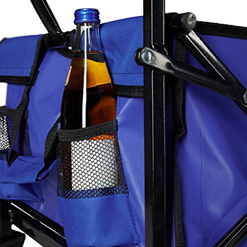 Relaxdays Bollerwagen faltbar, Handwagen, Einlegeboden, 360 ° drehbar, H x T x B: ca. 55 x 83 x 51,5 cm, blau - 5