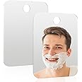 2Pcs Shower Mirror Fogless for Shaving, Small 6.7 × 5.1 inch Fogless Mirror for Wall Hanging, Portable Handheld Travel Camping Mirrors, Hanging Acrylic Wall Mirror, Shower Makeup Shave Mirror for Men