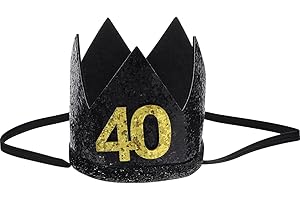 PRETYZOOM 40th Birthday Hats, 40 Years Old Crown for Adults Womens Men's Hats & Caps - Anniversary Party Lightweight Headband Decorations
