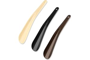 DSLSQD 3 calzadores, 19,5 cm, calzador pequeño, plástico, superficie lisa con agujeros para colgar, mini calzador, para hombres, mujeres, niños mayores, Negro/Beige/Marrón, 19.5*3.5*1.6cm