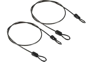 PATIKIL Sicurezza Acciaio Cavo 2.5mm x 0.5m/1.64ft Cavo Antifurto Rivestito Bagaglio Blocco Filo Corda con Doppio Cerchio Cavo di Sicurezza per Esterni Nero 2pz