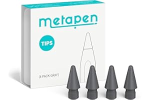 Metapen 4PCS Puntas de Repuesto para Apple Pencil Pro & 1 & 2 Generación, Logitech Lapiz, Puntas de Lápiz Duraderas para metapen A8/ A11/ A14/ Air 8/ D1, Puntas de Stylus de Alta Sensibilidad(Gris)