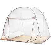 QWORK Mosquito Net For Bed, Pop Up Mosquito Net, Foldable Double Door Mosquito Curtain,150 * 200 * 150cm