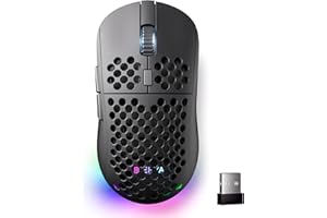 Dierya M1 Souris de Jeu sans Fil, Capteur Optique 24 000 DPI, Léger 90g, 6 Boutons Programmables, Éclairage RGB, Autonomie 180H, 2.4GHz/Bluetooth/USB-C Souris Gamer, Noir