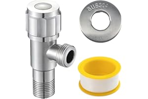 CYILIUEN G1/2" Plum Blossom Wheel Bathroom Angle Valve Stainless Steel Angle Valve Wall Mounted for Kitchen, Bathroom, Toilets, 1407A1