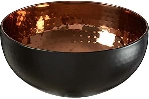 Premier Housewares Mixology Hammered Bowl Ornament, Stainless Steel, Copper/Black - Medium