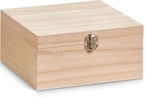 Zeller 15125 Boîte de rangement Bois de Paulownia Brun 20 x 20 x 9,5 cm