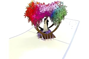 REMOtech Kartka ślubna 3D, pop-up 3D, prezent ślubny z kopertą, kartka urodzinowa, kartka walentynkowa, kartka na rocznicę ślubu, Walentynki