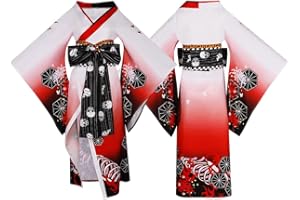 COSDREAMER Women's Kimono Robe Geisha Japanese Yukata Ruffle Tops Pants Set XL