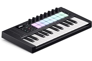 Novation Launchkey Mini 25 MK4 USB MIDI-keyboardkontroller | USB, 25 syntaktiska minitangenter, 16 pads med polyfonisk efterb