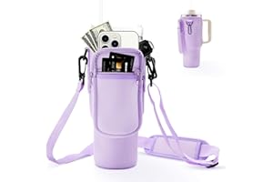Pgtc Soporte para Botella de Agua Stanley Quencher Tumbler de 40 oz, Soporte para Botella de Agua con Correa Ajustable para el Hombro, Accesorios Stanley Cup para Senderismo, Viajes, Camping (Morado)