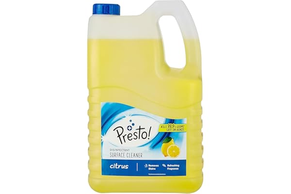 Amazon Brand - Presto Disinfectant Surface & Floor Cleaner Citrus 5 Litre Kills 99.9% Germs Suitable For Floor & Bathroom Surfaces Like Ceramic, Marble, Granite, Mosaic