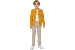 SMILING PINKER Mädchen Aran Strickjacke Jungen Kinder Gestrickt Rundhals Baumwolle Grobe Pullover Jacke mit Knopf