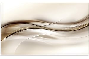 ARTLAND Küchenrückwand Glas mit Motiv Spritzschutz 100x60 cm Design Rückwand Küche Bad Modern Abstrakt Muster Kunst Braun Abstrakte Welle T9LI