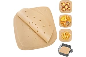 AVRUYPI 100 Feuilles Papier pour Friteuse à Air, Air Fryer Papier Cuisson, Papier Sulfurisé pour Air Fryer, Papier Sulfurisé, Antiadhésif, 15CM*15CM