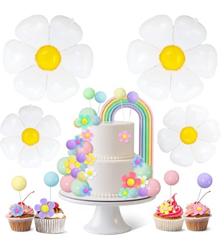 Candele Compleanno A Forma Di Margherita - 5 Pezzi Colorati | Decorazione Torte E Cupcake Eco-Friendly - Foto 5