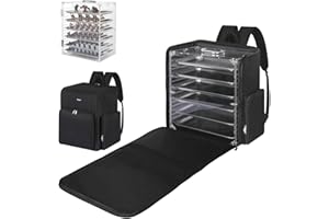 Famard Estuche de almacenamiento de miniaturas con mochila, estuche magnético de transporte del ejército en miniatura, estuche de acrílico transparente para juegos de mesa compatible con Warhammer 40k