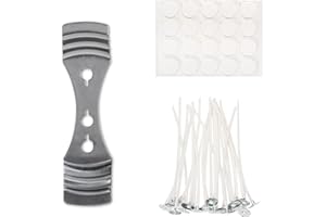 JULWHISPER Candle Wicks for Candle Making with 10CM Pre-Waxed Cotton Wicks and Wick Stickers, Wick Centering Device