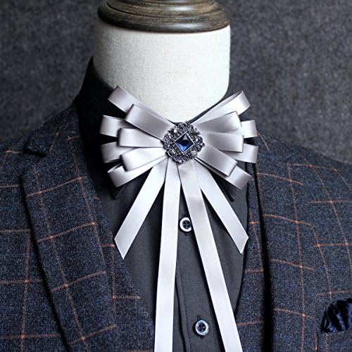 GENTLEE TIE Men'S Bow Tie For Men And Women In Uniform Of The Korean Version Of The Retro Trend Tie For The Flowers, Light Gray Men'S Bow Tie For Men And Women In Uniform Of The Korean Version Of The Retro Trend Tie For The Flowers, Light Gray