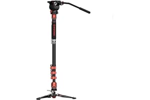 IFOOTAGE Cobra 3 C180F-P+K5S - Monopié de Vídeo, Monopié de Vídeo Profesional con Base de Trípode, Cabezal Fluido de Vídeo, Cabezal Giratorio de Aluminio para Cámaras Réflex y Videocámaras