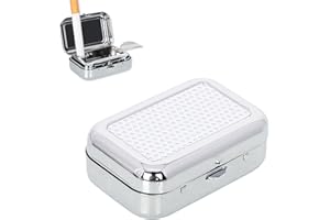 JDXUN Cendrier Portable avec Couvercle, Mini Cendrier Portatif, Cendrier de Voyage Portable Avec Couvercle, Cendrier de Poche Anti Odeur, Mini Cendrier Carré en Acier Inoxydable, Blanc