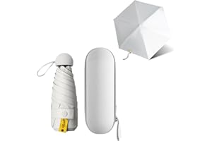 JIGUOOR Folding Travel Umbrella,6 Ribs Mini Umbrella Small UV Umbrella Mini Anti-UV Compact Umbrella Windproof Strong Portable Pocket Umbrella with Capsule Case for Women Kids