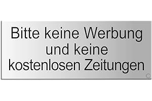 ‎OFFORM DESIGN Schild Bitte keine Werbung und keine kostenlosen Zeitungen | Briefkastenschild Aluminium silbermatt eloxiert 66 x 25 mm