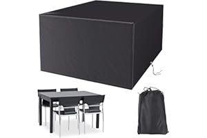 XiYee Funda Mesa Jardin, 420D Oxford Funda Protectora Muebles Jardin / 123 * 123 * 74CM, Funda para Muebles, Impermeable Funda Protectoras Muebles de Jardín Anti-UV a Prueba de Viento