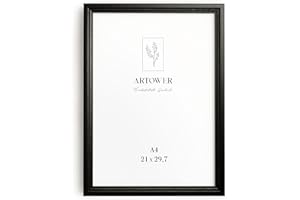 Artower® Bilderrahmen Vintage Schwarz Holz Rahmen für DIN A4 21 x 29,7 cm | Posterrahmen Groß Collage | Picture Frame Vintage Black Wood 21x30 cm | Retro Schmal Bilderrahmen | Schwarz Poster Rahmen