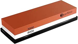 BearMoo Whetstone, Knife Sharpening Stone 3000/8000 Grit Combination Waterstone Sharpener- Rubber Stone Holder Included