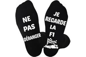 BOYATONG F1 Chaussettes Humour Homme-Ne pas déranger, Je regarde la F1, Formule 1 Chaussettes Cadeau Anniversaire Noel Pour Homme femme