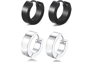 Zeayebsr stainless steel black silver matte men's/women's earrings 4mm/12mm Classic hoop earrings 2Stk.
