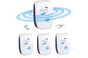 PEHTIY Repelente Ultrasónico de Plagas 4 Pack, Antimosquitos Electrónico Ultrasónico Mosquitos Interiores Repelente Mosquitos Control de Plagas para Moscas, Arañas, Chinches, Hormigas