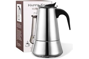 Happy Fox Moka Pot Coffee, 300ml/6 cups espresso coffee maker, suitable for home and camping 430 stainless steel stovetop coffee pot