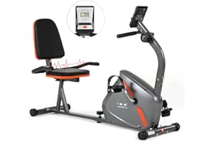 ISE Vélo d'Appartement Semi-Allongé Vélo Couché avec Frein Magnétique, Roues de Transport,Les Capteurs d'Impulsion et l'Ecran LCD, 8 Niveaux de Résistance Réglables, Sécurité Testée SY-6802