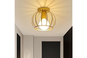 COMELY Plafoniera Vintage E27 Soffitto, Lampada da Soffitto Industriale in Metallo Oro Stile Loft, Lampadario da Soffitto Classico per Corridoio, Sala da Pranzo, Cucina, Ufficio, Ristorante