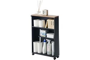 YAMAZAKI Slim Bathroom Cart with Handle, Steel, Black, One Size