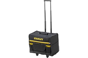 STANLEY Sac Souple à Roulettes 600 x 600 Deniers - Structure Rigide - 2 Pieds de Maintien - Poche pour Document - Compartiments Modifiables - Poignée Télescopique - 46 x 33 x 45 cm 1-97-515