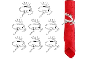 Amosfun 8 stücke Weihnachten serviettenringe Rentier serviettenhalter serviettenschnallen für Weihnachten Urlaub Party esstisch Dekoration (Silber)