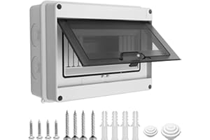 YUEHUABAO Surface-mounted Distribution Box, 8 Module Circuit Breaker Distribution Box IP65 Waterproof Fuse Box Circuit Breaker for Indoor and Outdoor Use